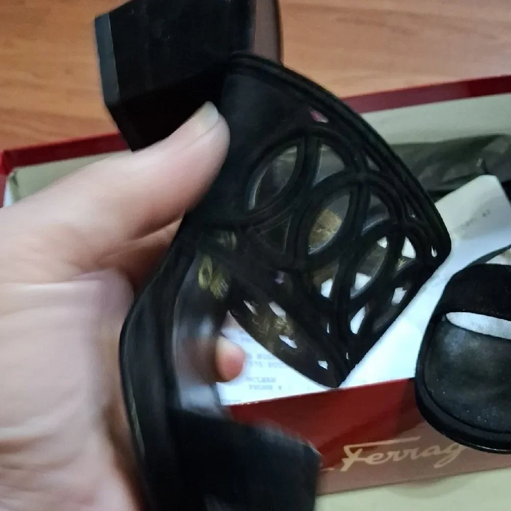 Salvatore Ferragamo Black Open-Toe Sandals